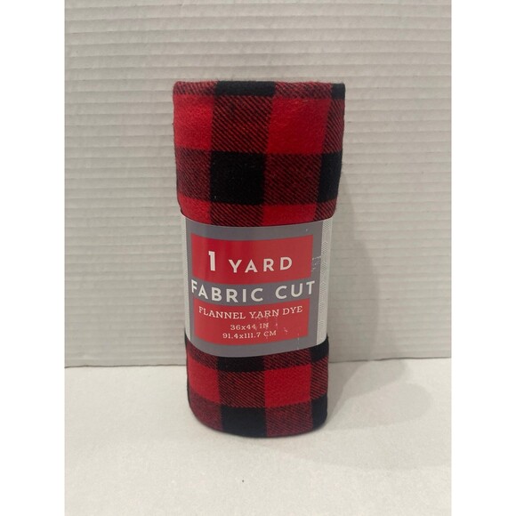 RTC Fabrics Other - 1 Yard Flannel Fabric Cut Red Black Buffalo Plaid RTC Fabrics New With Tag